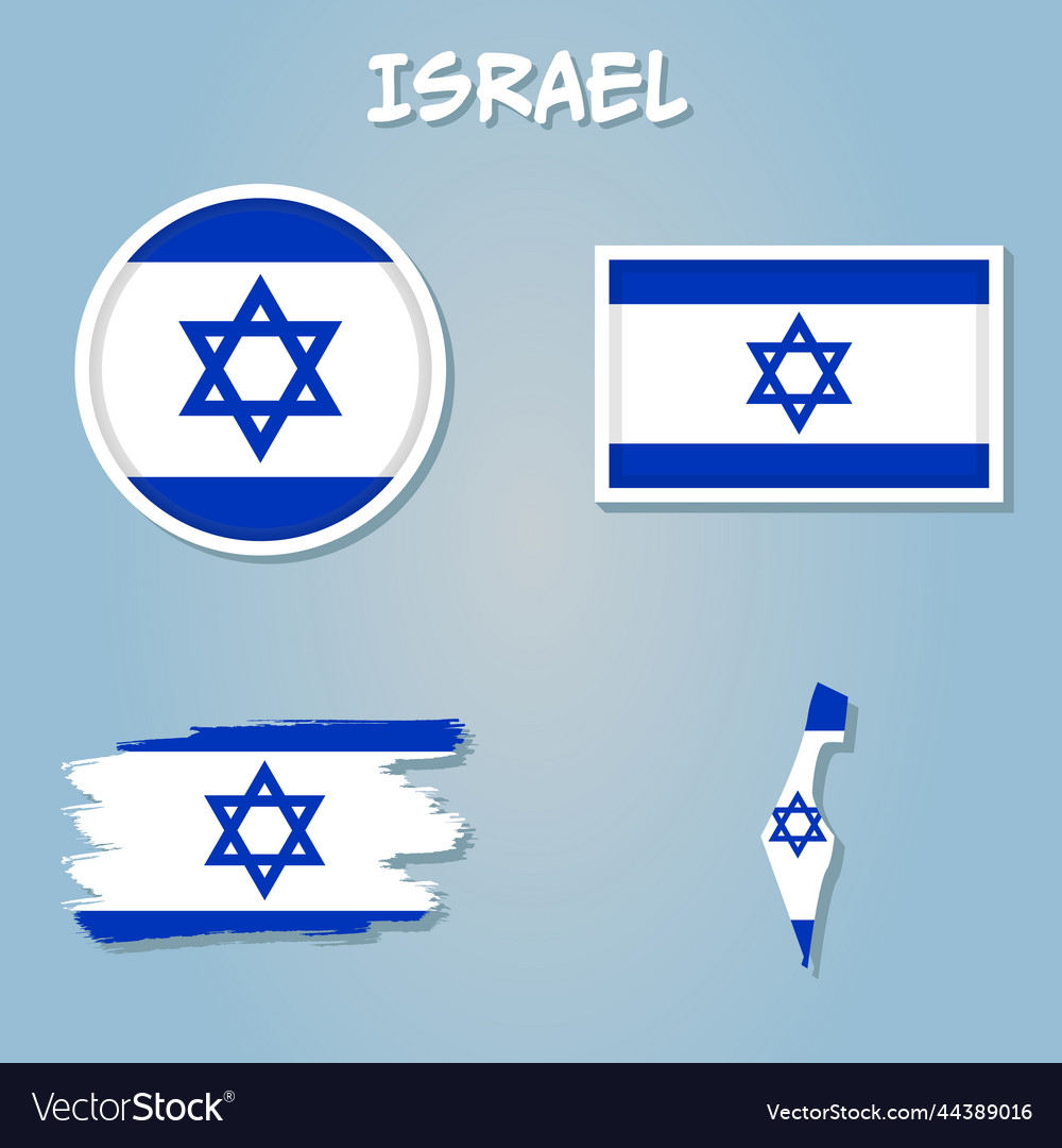 Israel set detailed country shape with region Vector Image