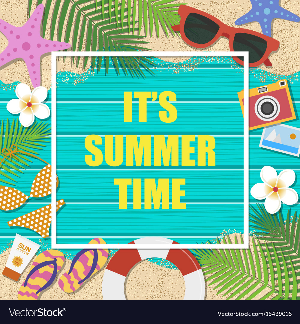 Its summer time background template Royalty Free Vector