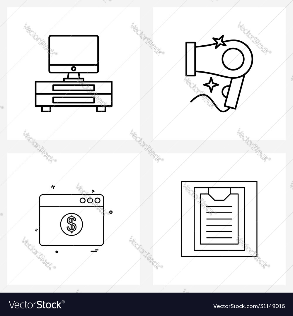 Modern style set 4 line pictograph grid based