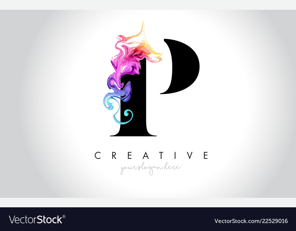 P vibrant creative leter logo design with Vector Image