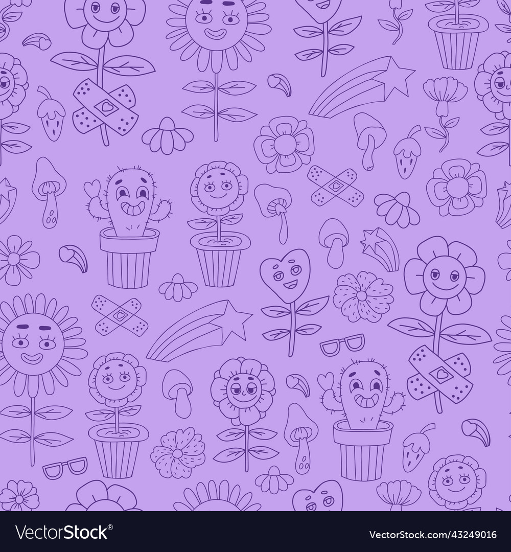 Retro seamless pattern with groovy element