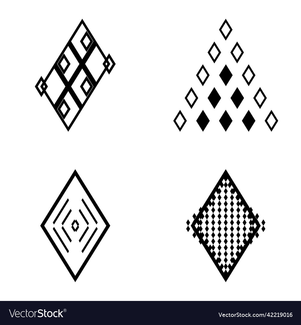 Rhombus2 flat icon set isolated on white Vector Image