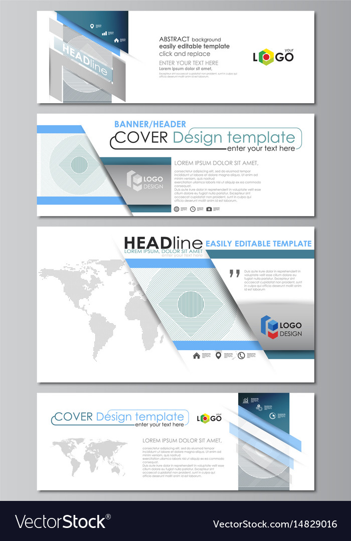 Social Media And Email Headers Set Modern Banners Vector Image