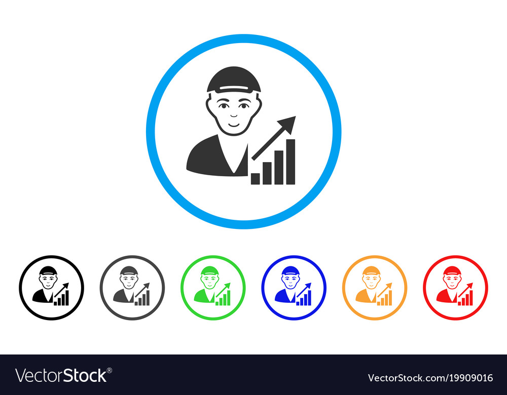 Stock trader rounded icon