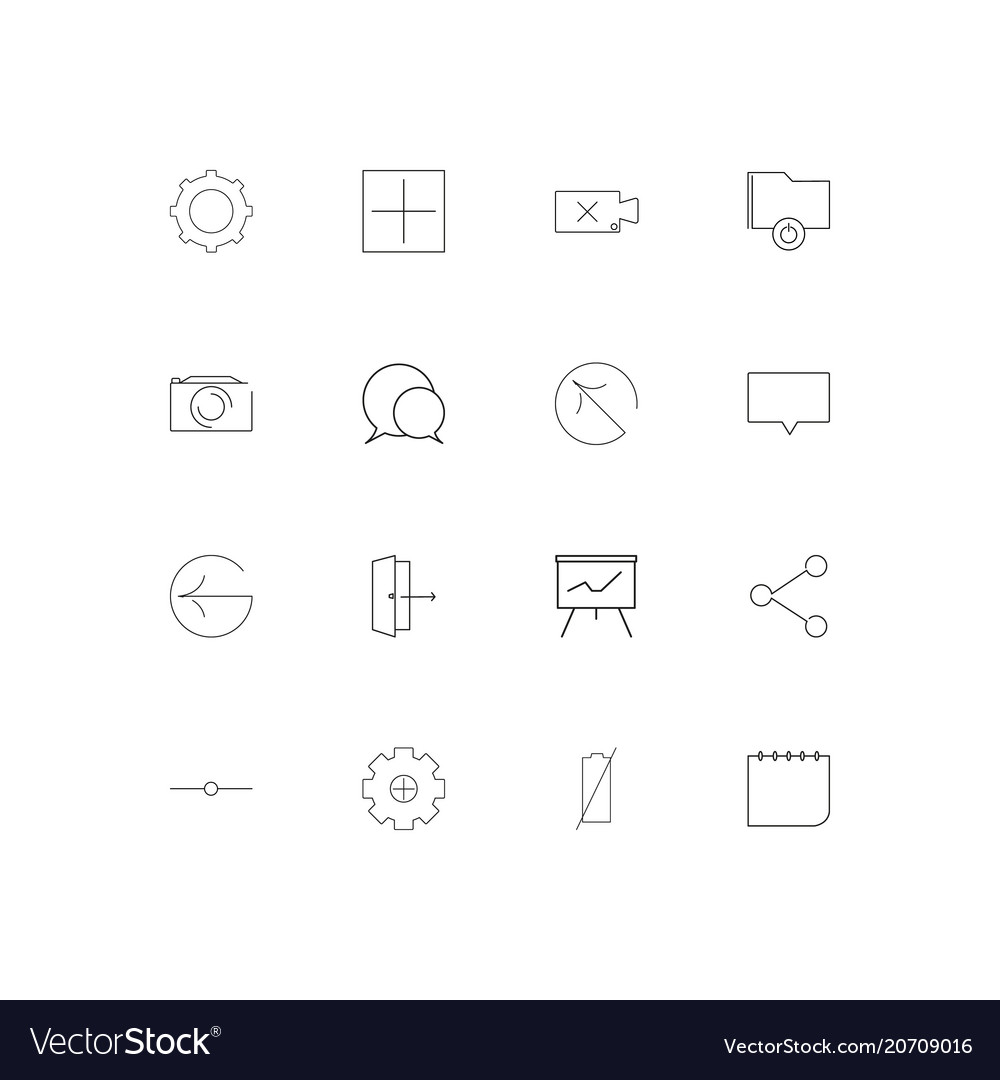 User interface simple linear icons set outlined