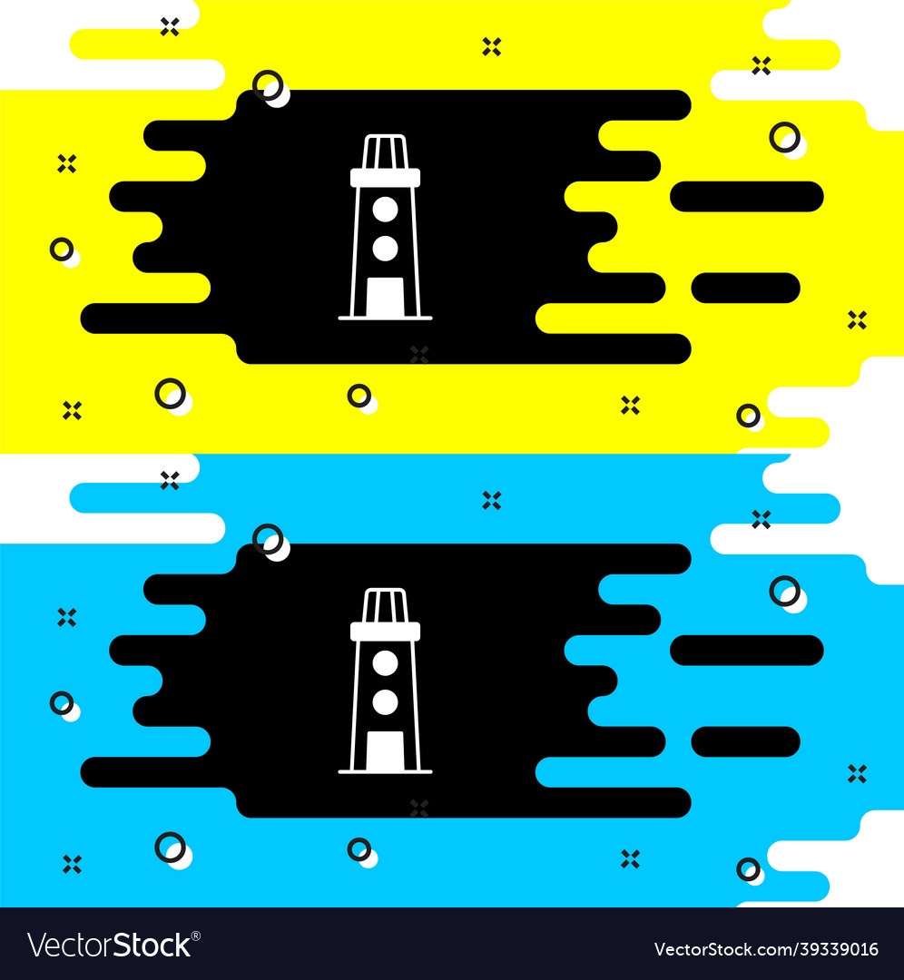 White lighthouse icon isolated on black background