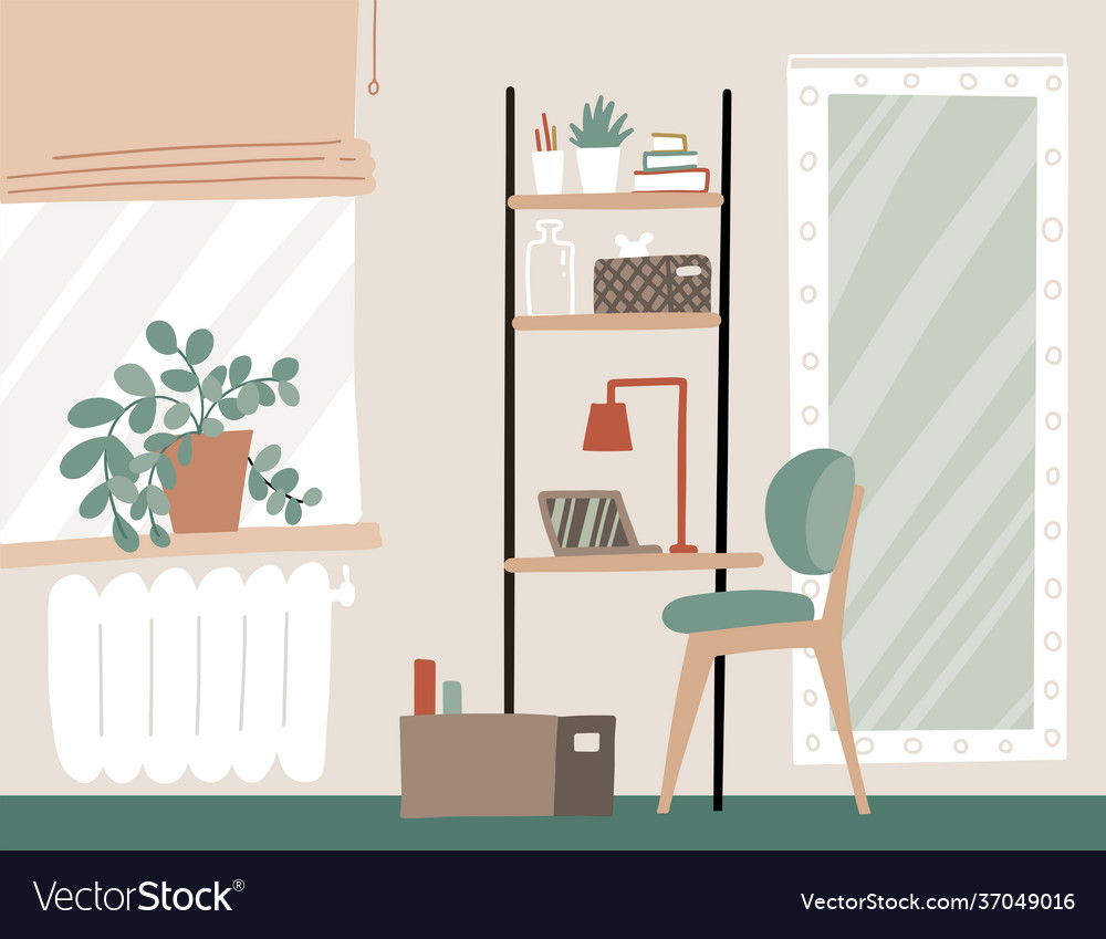 Workplace at home home office interior Royalty Free Vector