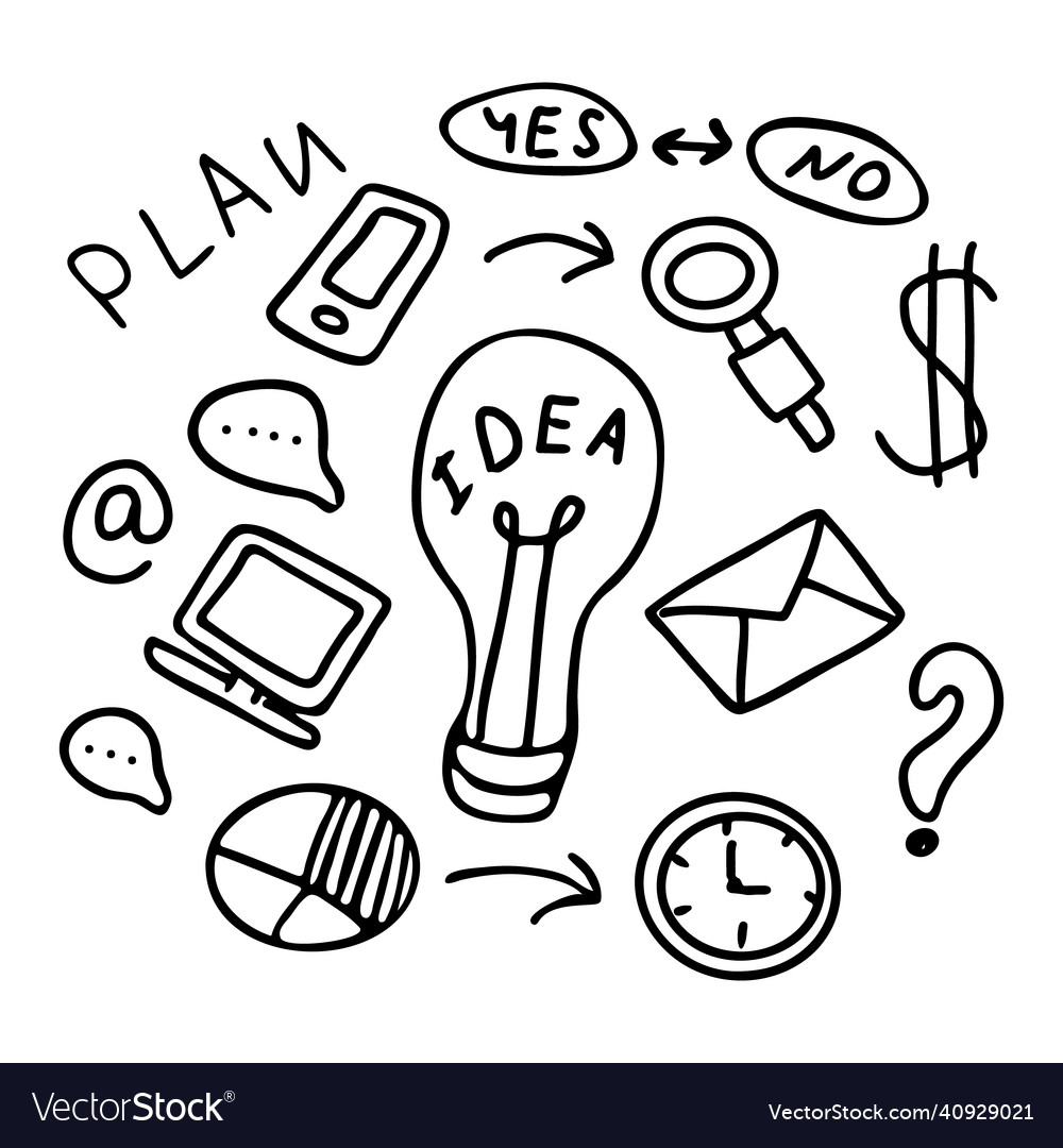 A set of objects in the style doodle vector image A set of objects in the style doodle