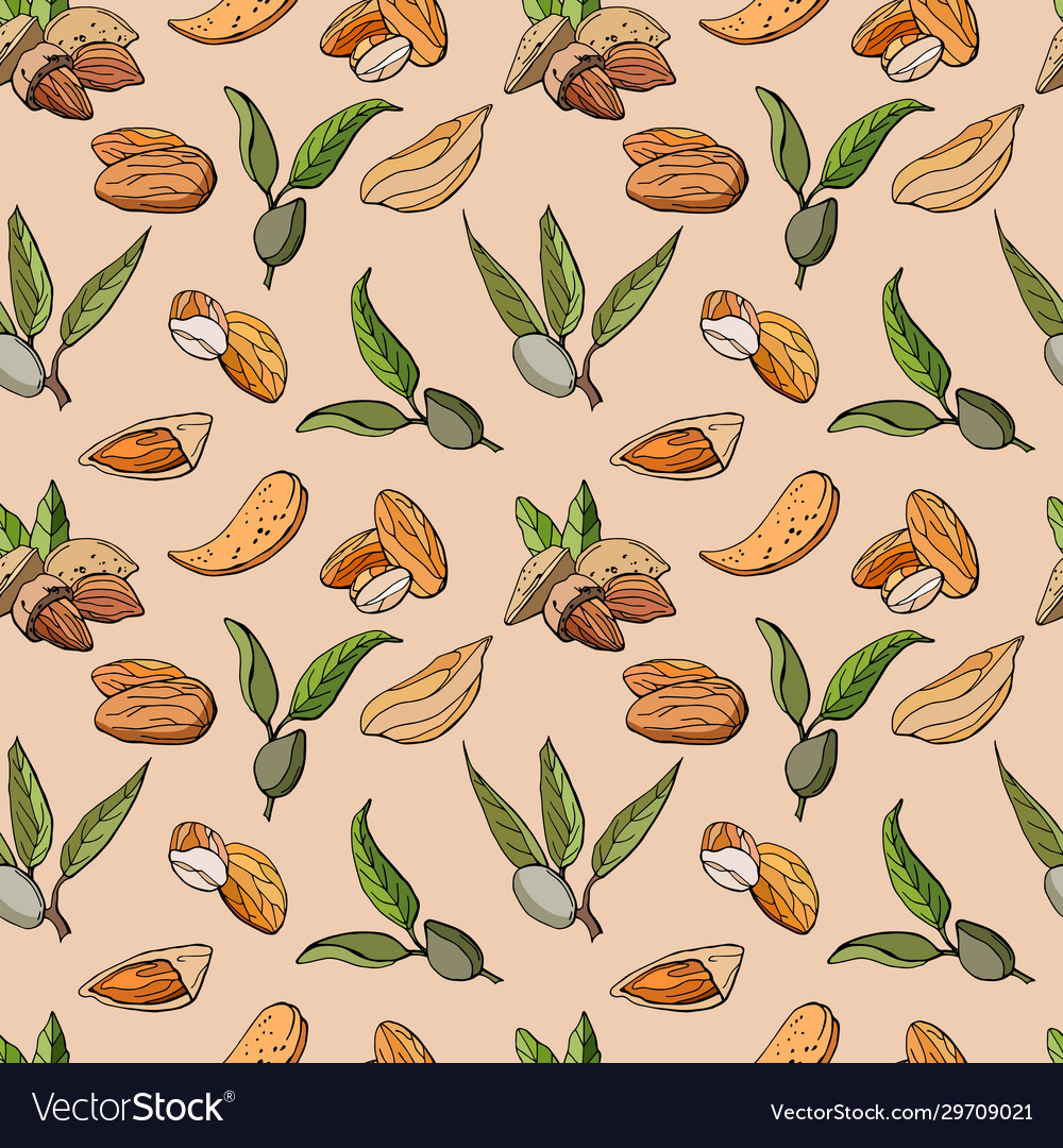 Almond seamless pattern cartoon