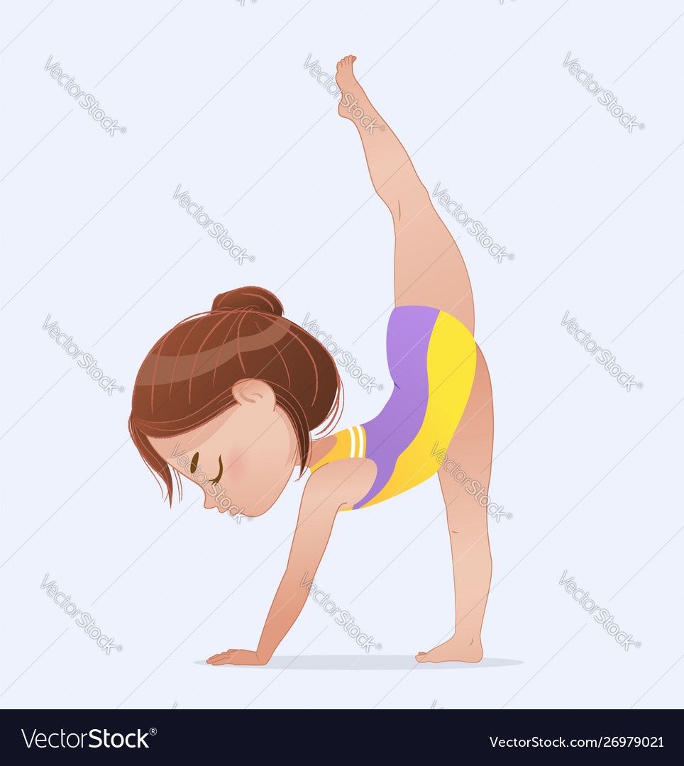 Beautiful girl doing standing split pose Vector Image