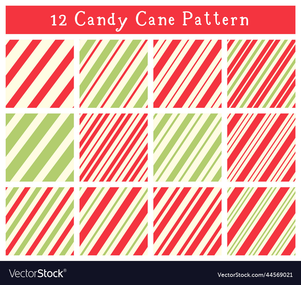 Candy cane diagonal stripe seamless pattern set