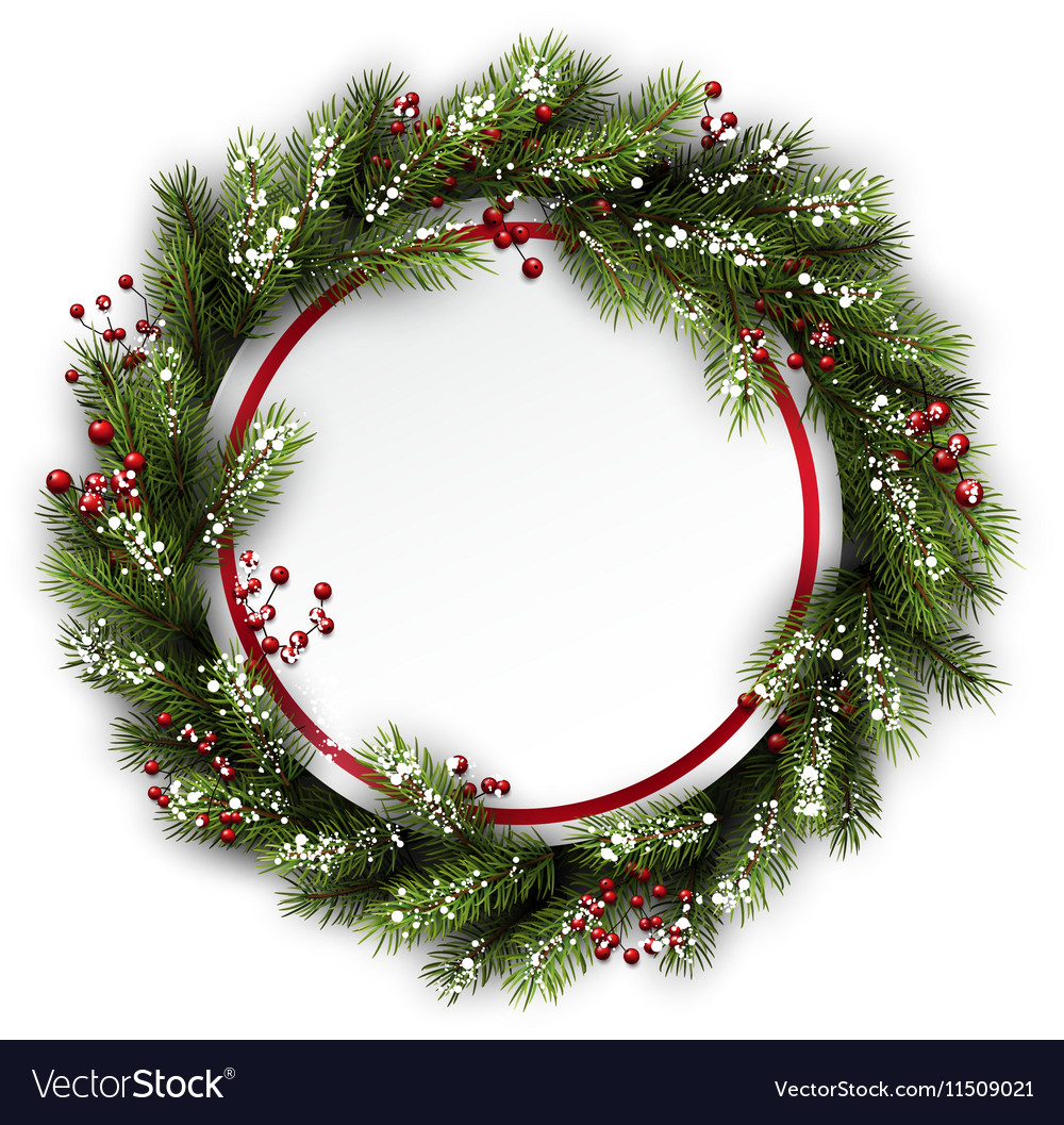 Christmas wreath with holly Royalty Free Vector Image