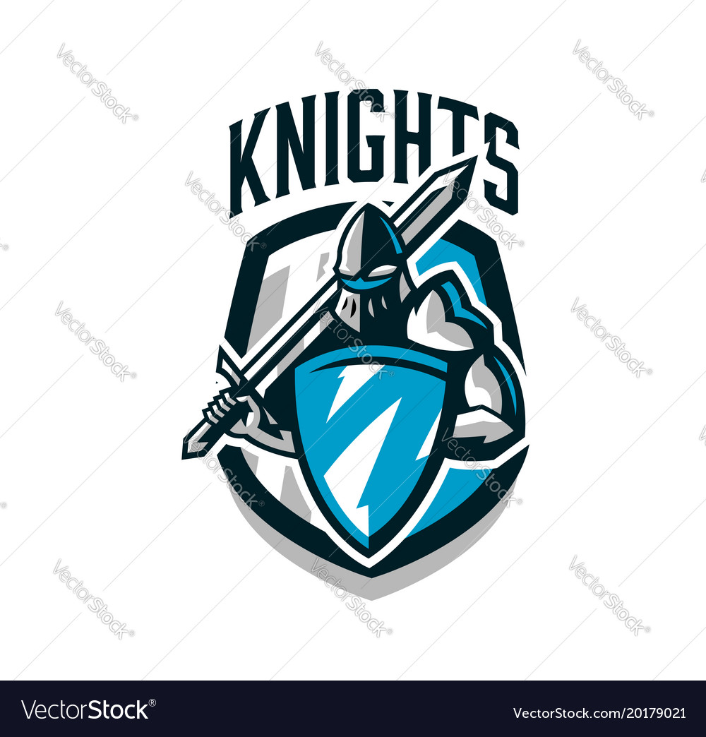 Colorful logo sticker emblem of the knight Vector Image