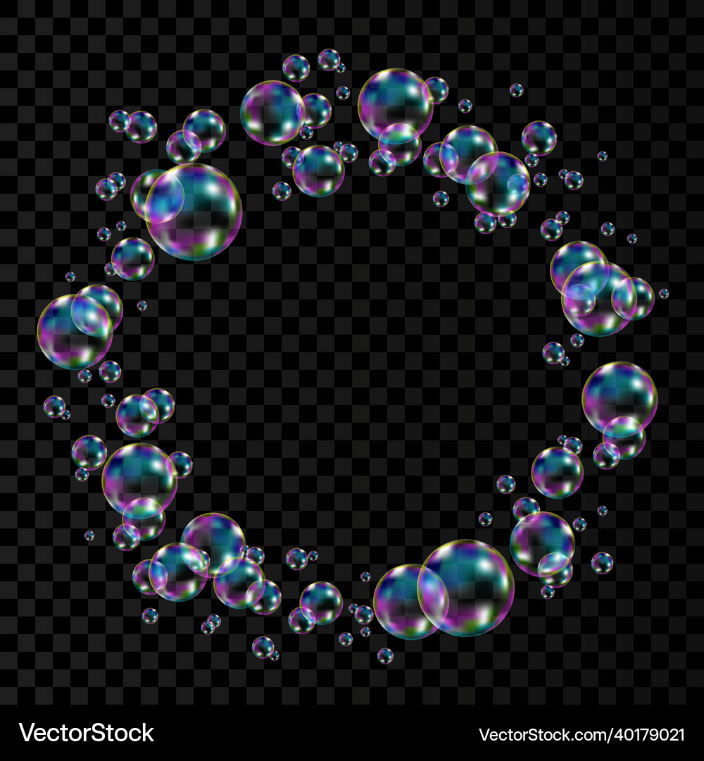 Colorful soap bubbles with rainbow reflection Vector Image