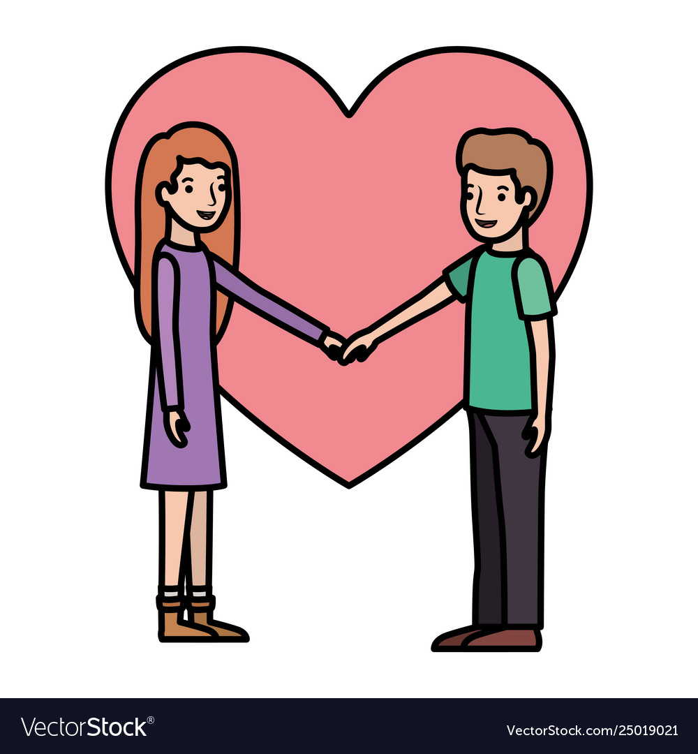 Couple with heart love avatar character Royalty Free Vector