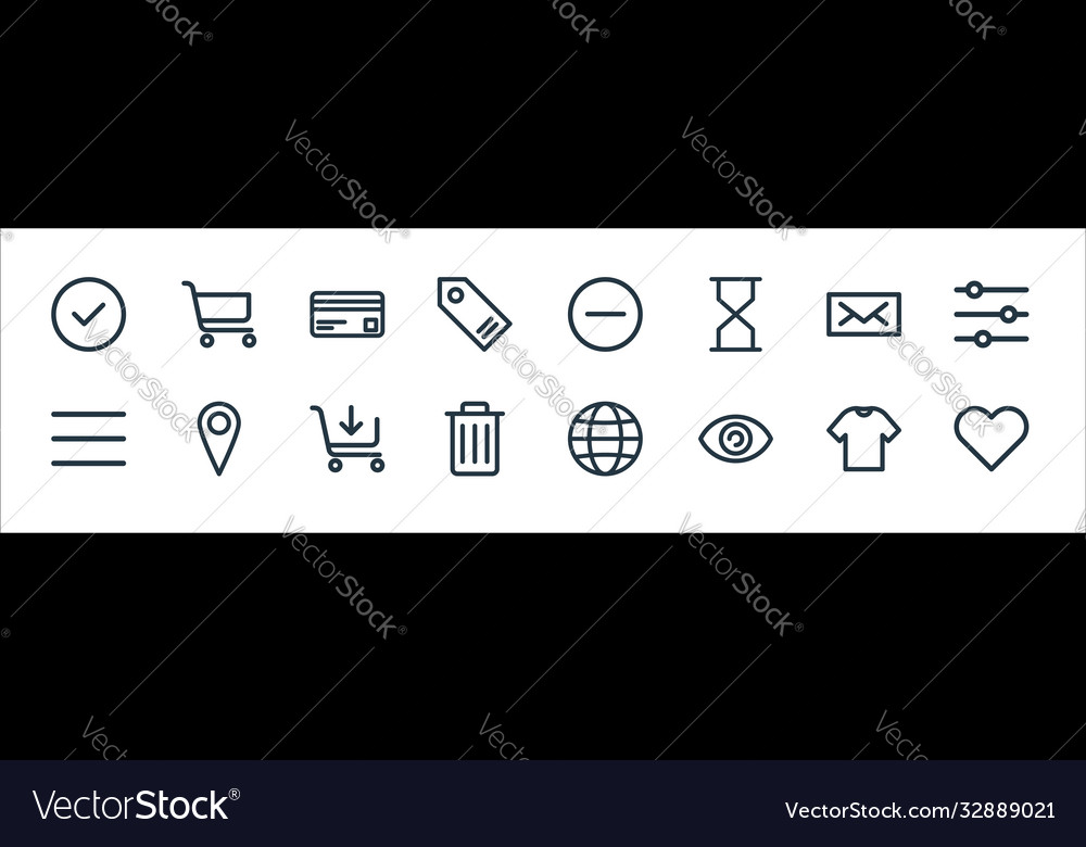 Ecommerce starter pack line icons linear set vector image Ecommerce starter pack line icons linear set