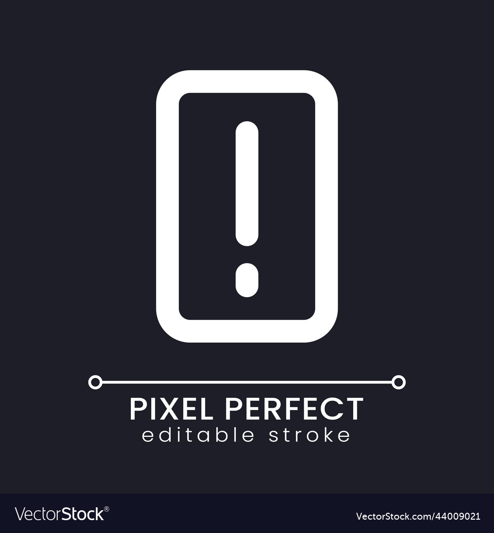 Exclamation mark pixel perfect white linear ui vector image Exclamation mark pixel perfect white linear ui