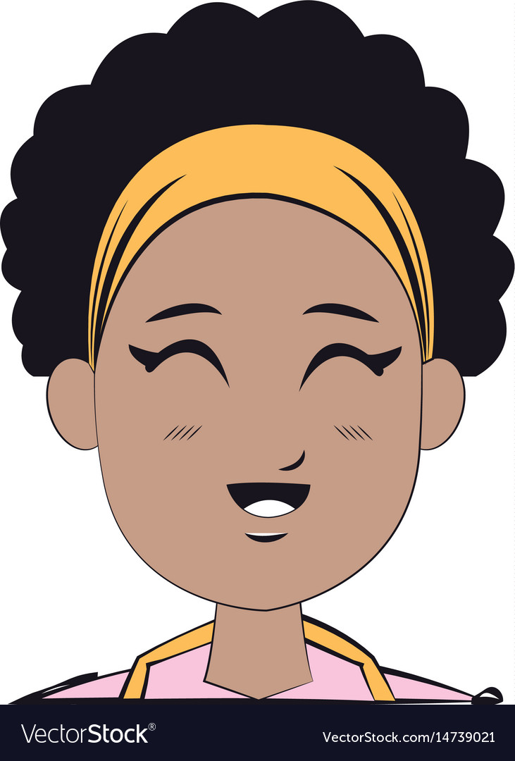 Face young afro girl smiling expression