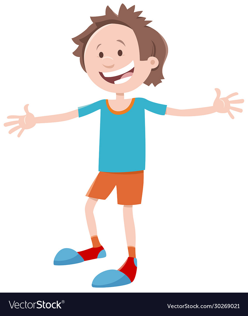 Funny kid or teen boy cartoon comic character Vector Image