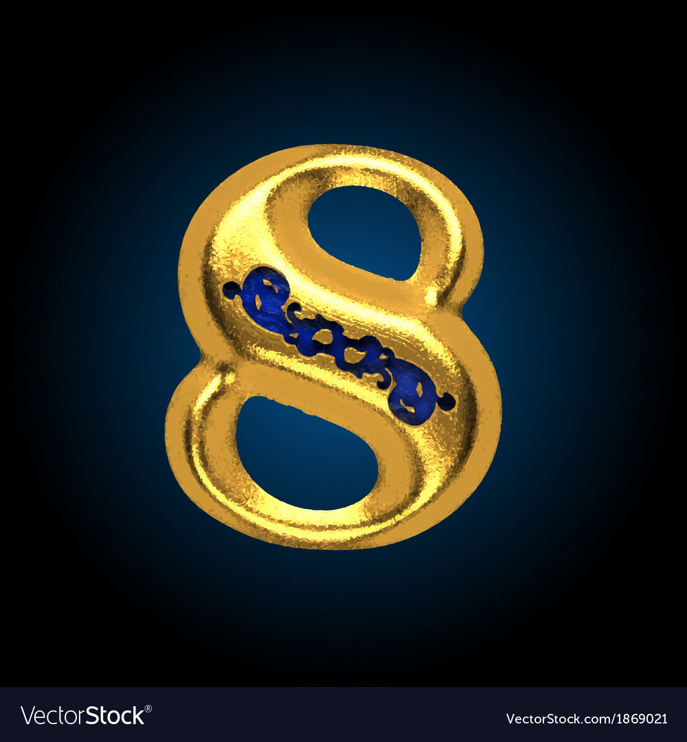 Golden letter 8 Royalty Free Vector Image - VectorStock