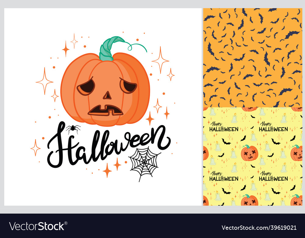 Halloween retro pattern various seamless patterns Vector Image Halloween retro pattern various seamless patterns