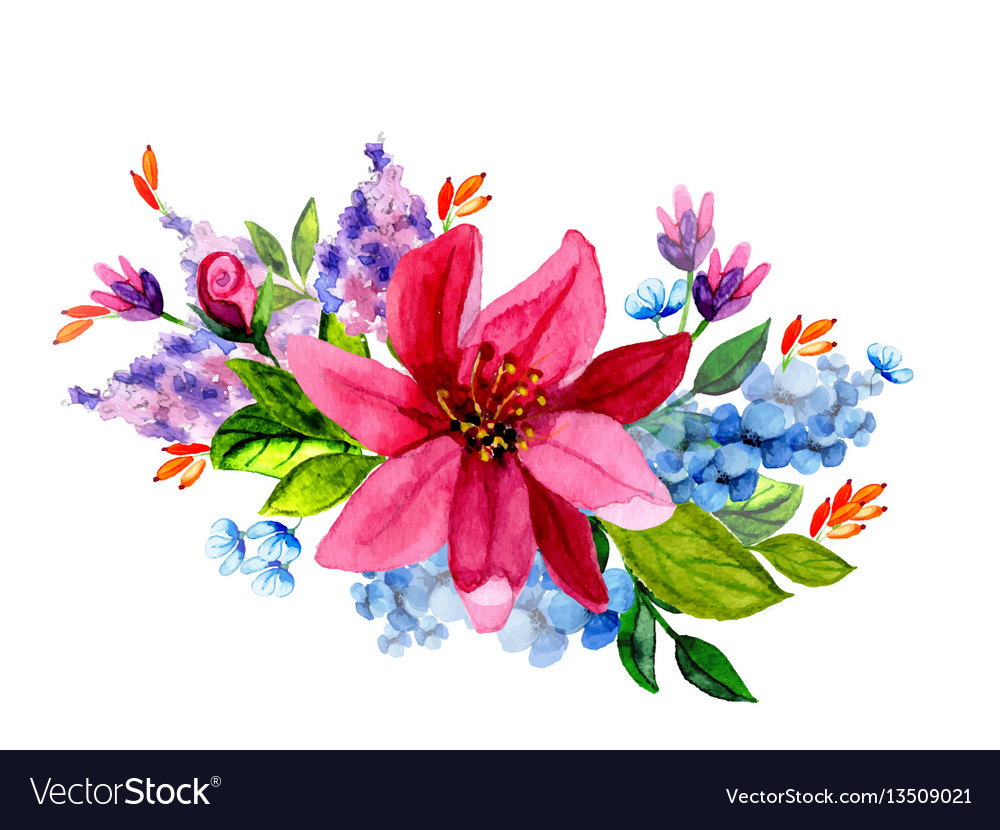 Download Hand painted watercolor floral bouquet Royalty Free Vector