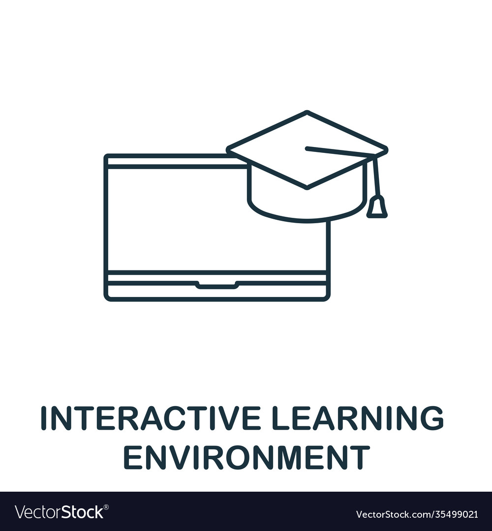 Interactive learning environment outline icon vector image Interactive learning environment outline icon