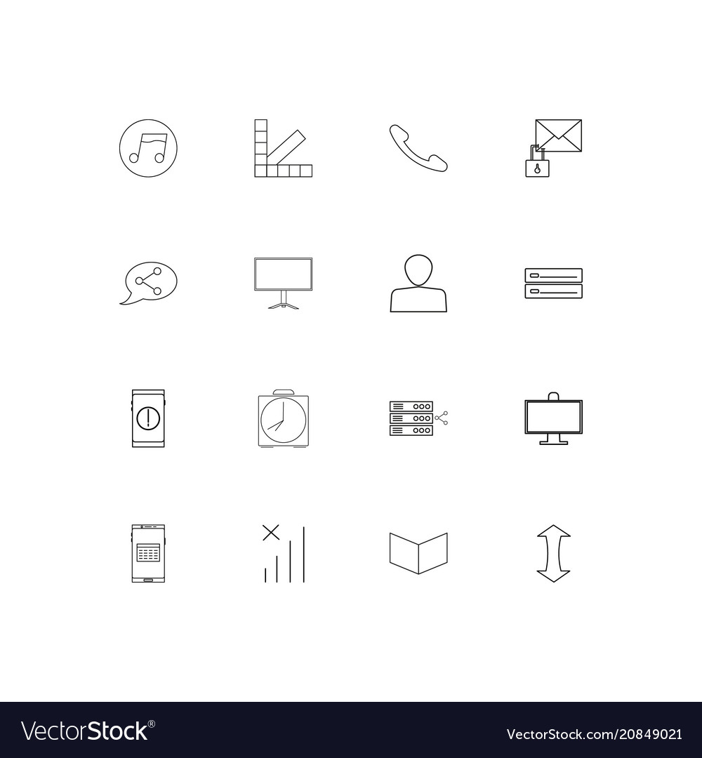 Internet technologies linear thin icons set