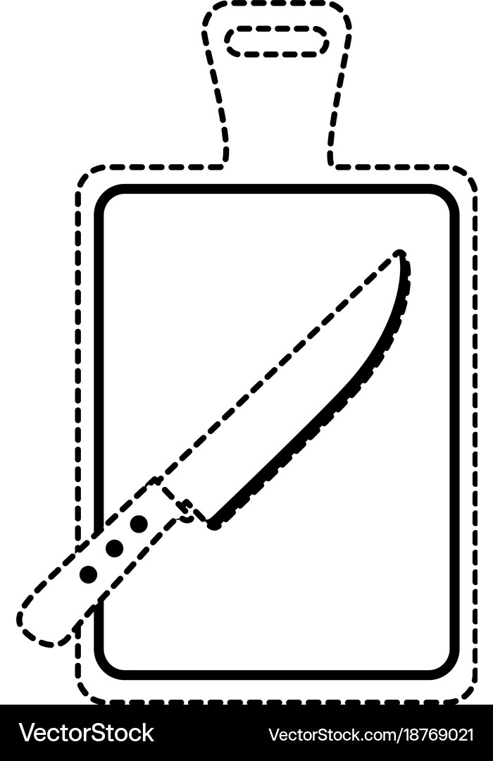 Kitchen board with knife Royalty Free Vector Image