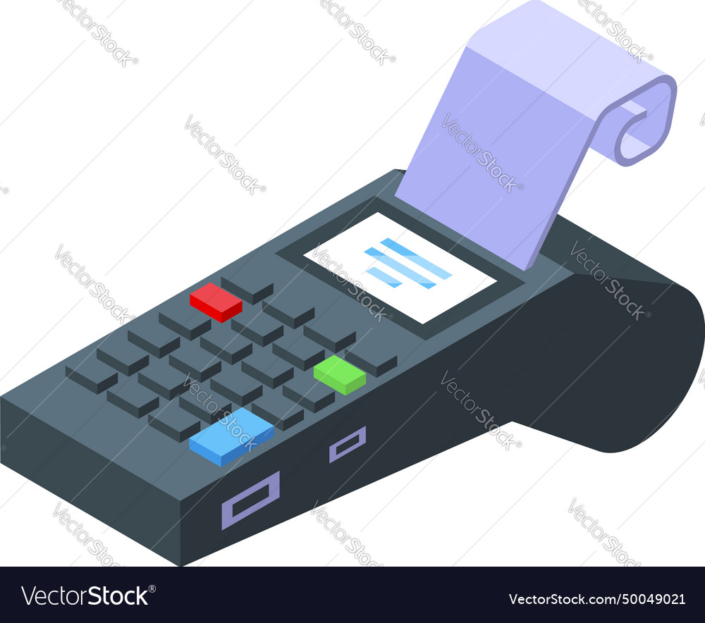 Payment terminal icon isometric market Royalty Free Vector
