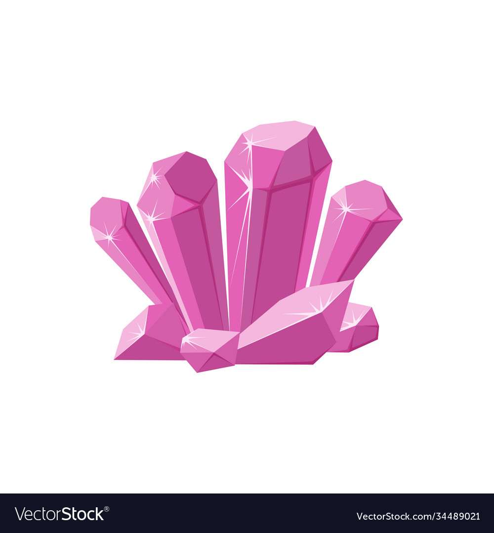 Pink crystals or gemstones shimmering crystal