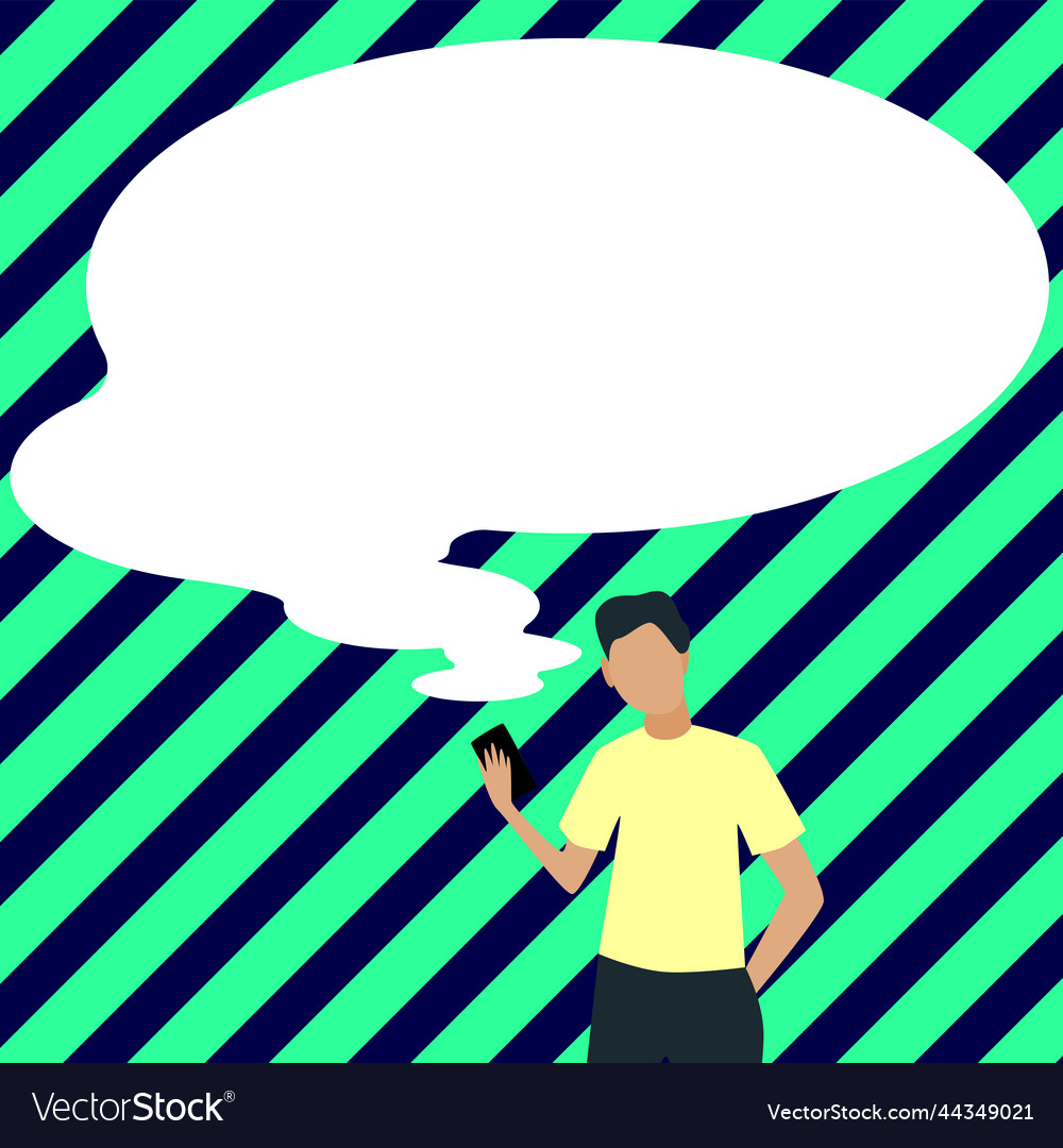 Presenter with conversation bubble showing new vector image Presenter with conversation bubble showing new