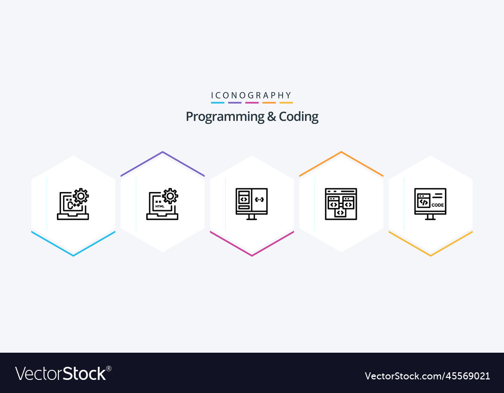 Programming and coding 25 line icon pack