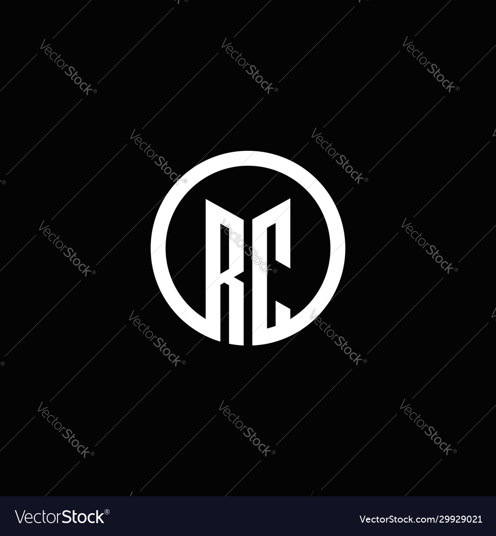 Rc monogram logo isolated with a rotating circle