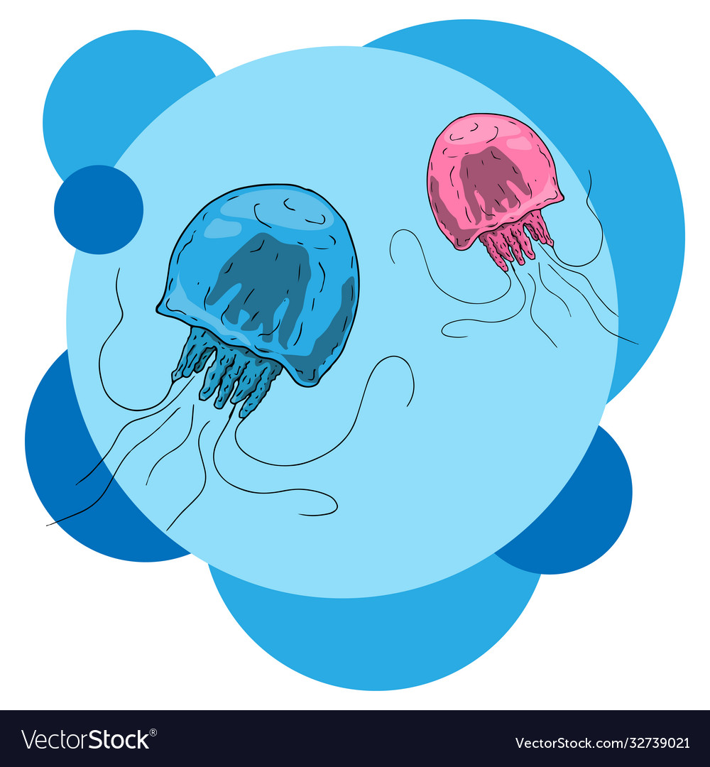 Set jellyfish icon cartoon hand