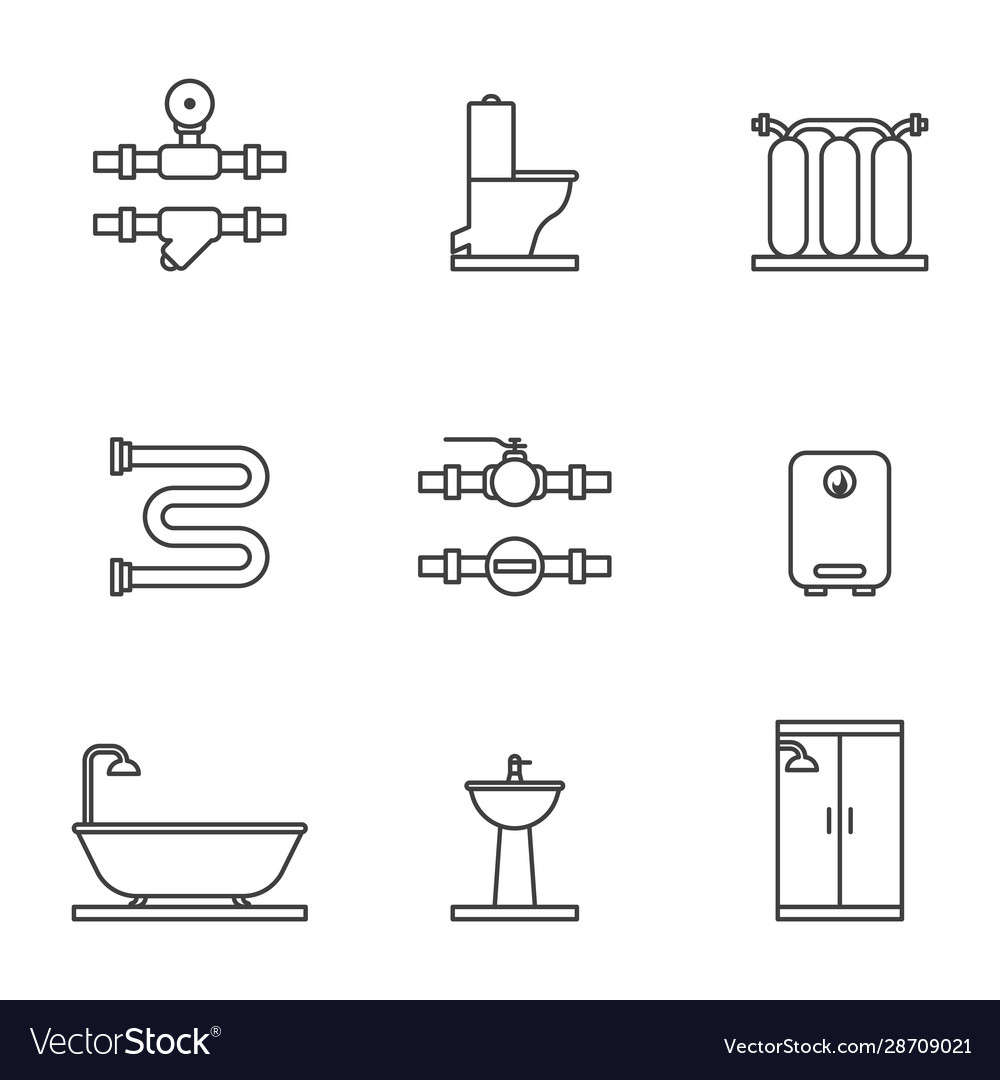 Set plumbing icons contains associated