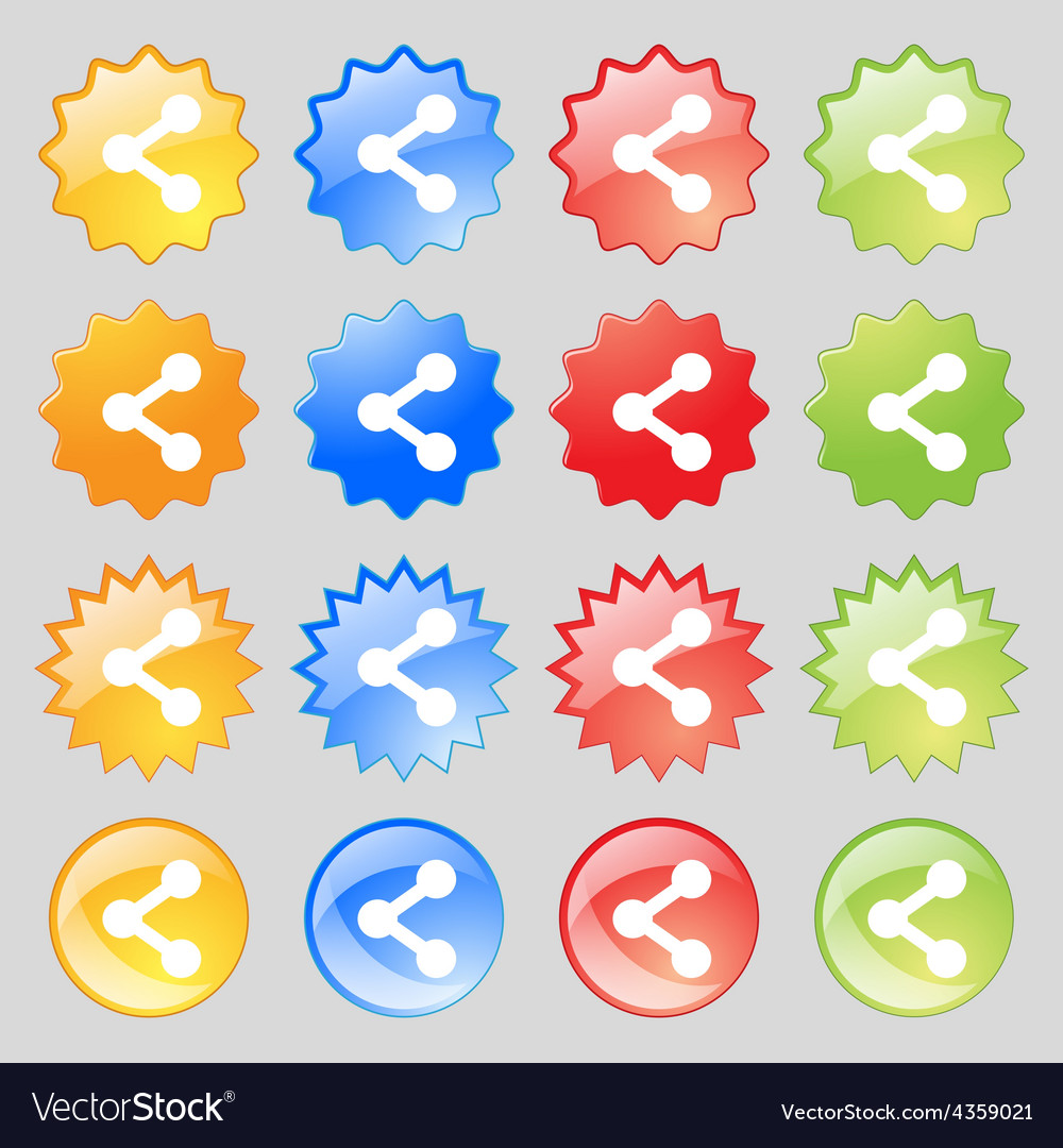 Share icon sign big set of 16 colorful modern Vector Image