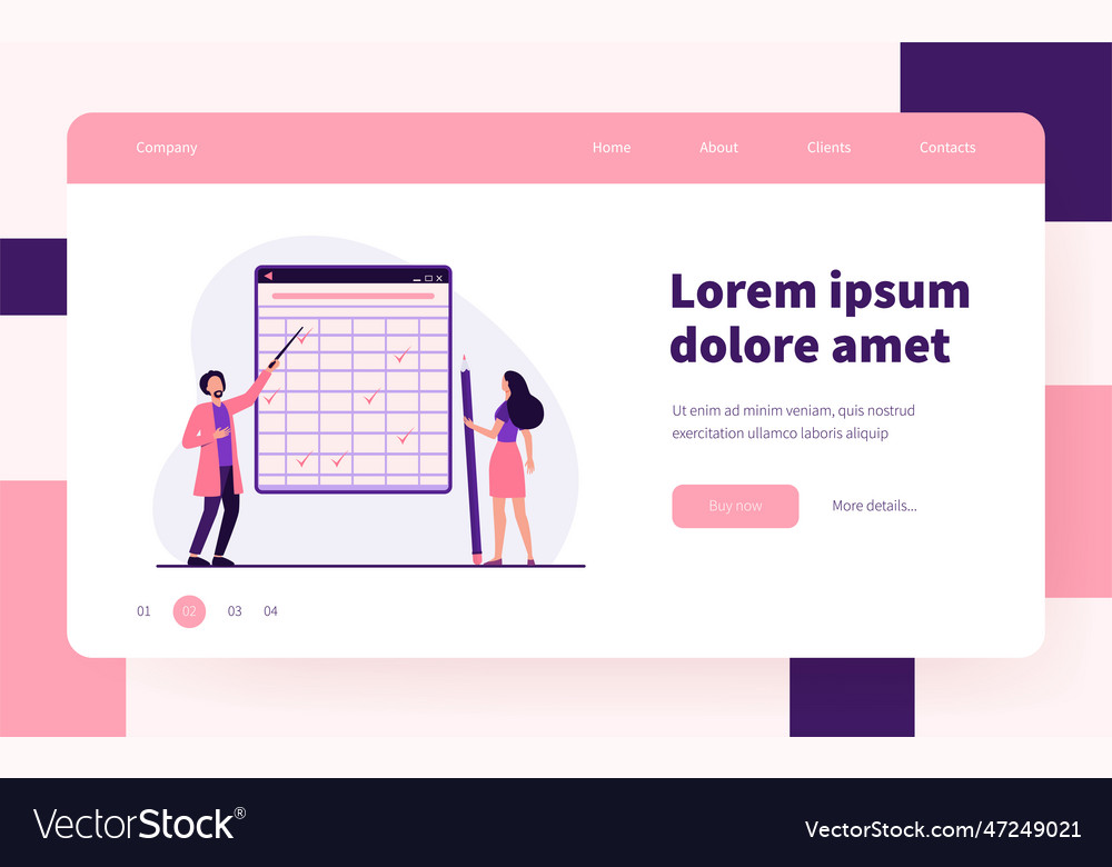Tiny people looking at checkmarks in huge table vector image Tiny people looking at checkmarks in huge table