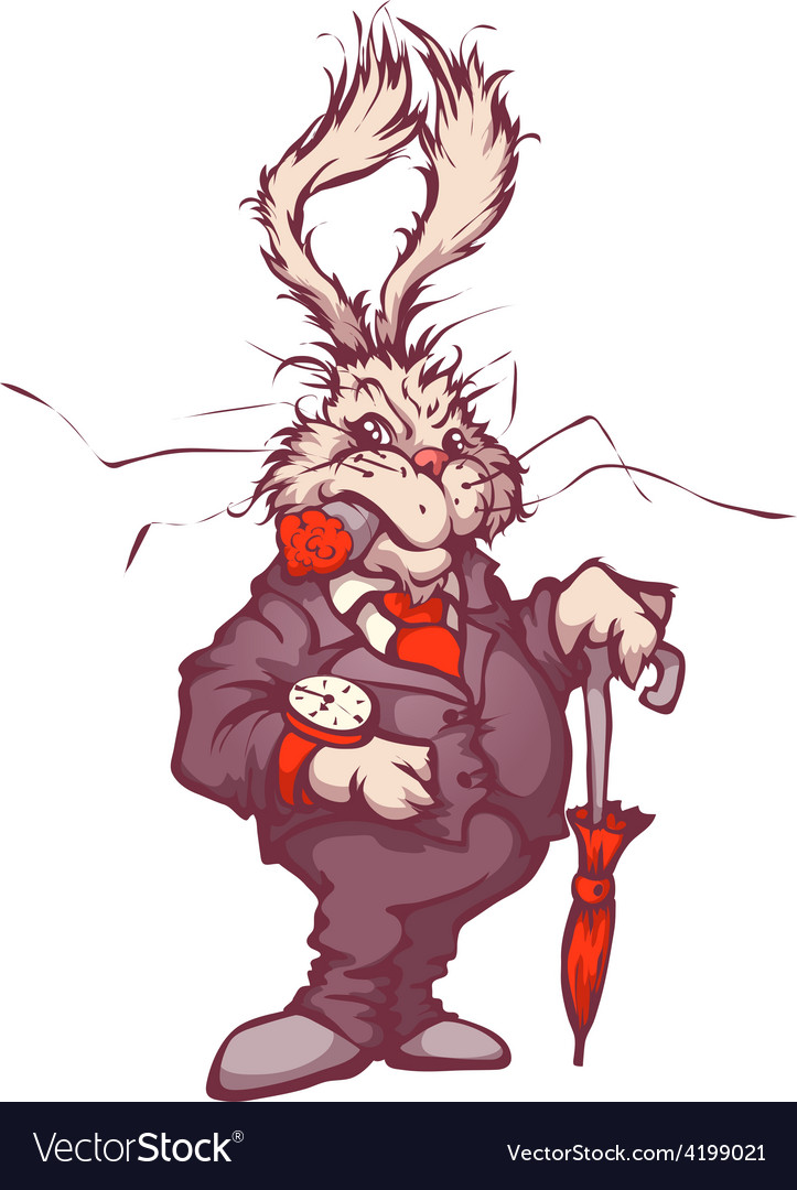 White rabbit with clock