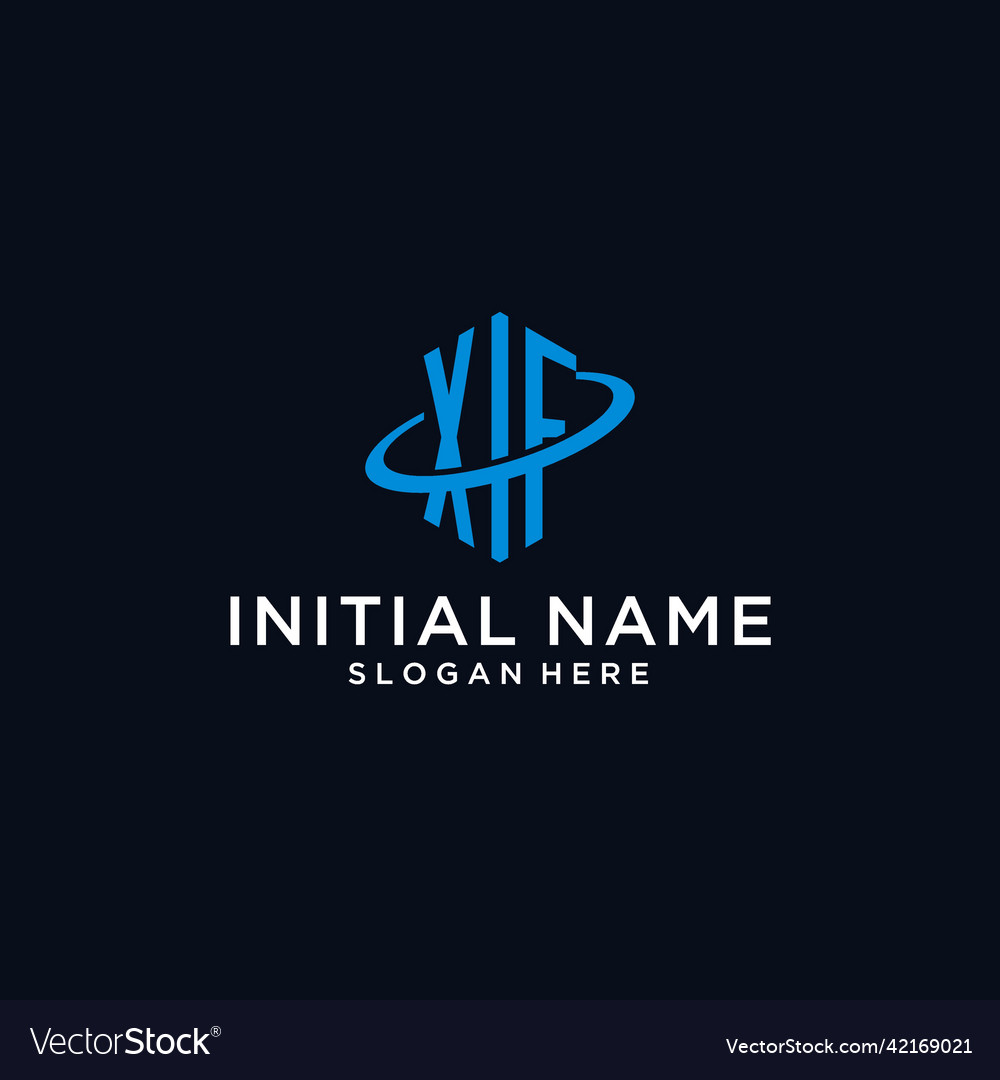 Xf initial monogram logo with hexagonal shape Vector Image Xf initial monogram logo with hexagonal shape