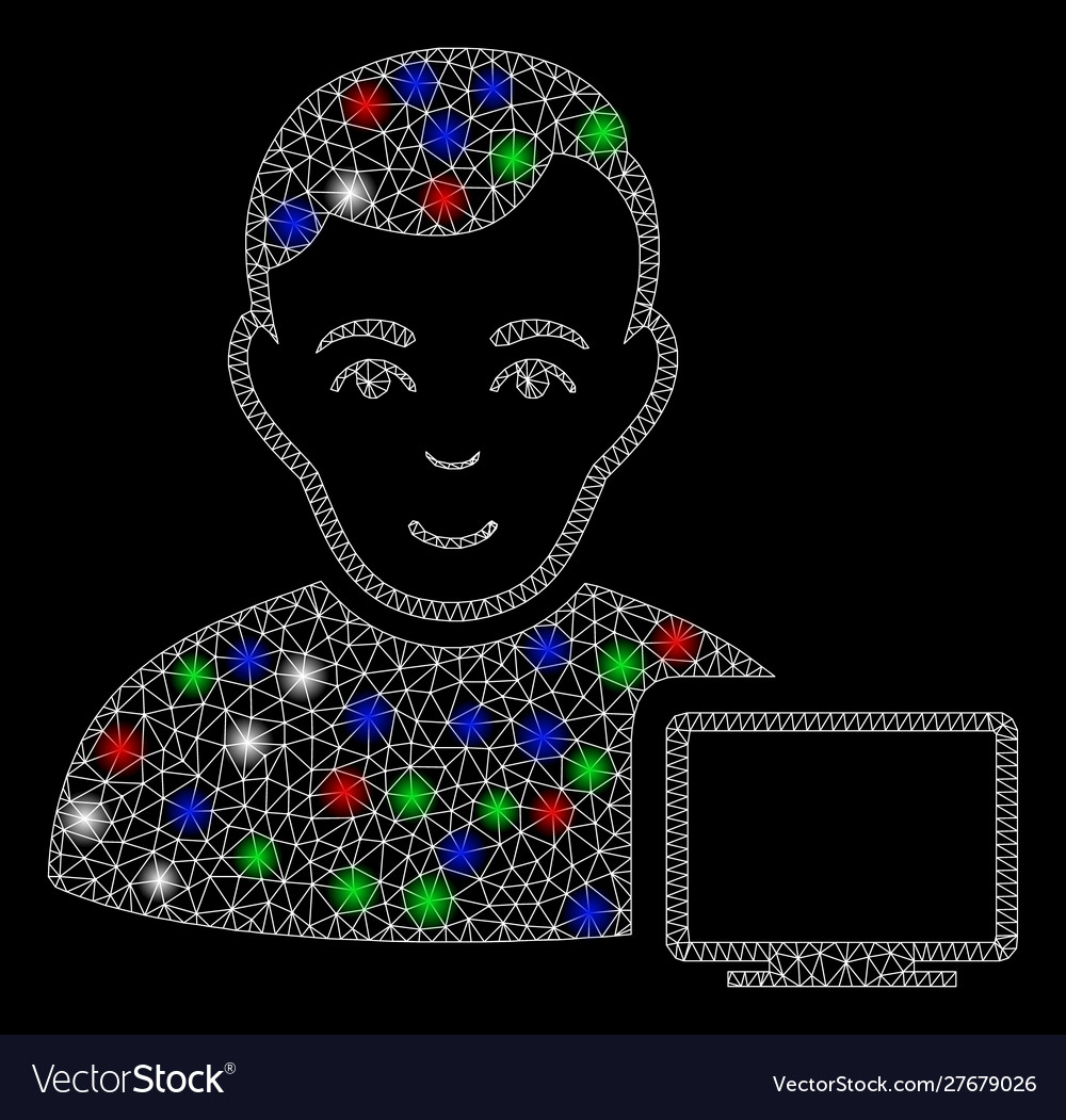 Bright mesh network computer administrator vector image Bright mesh network computer administrator