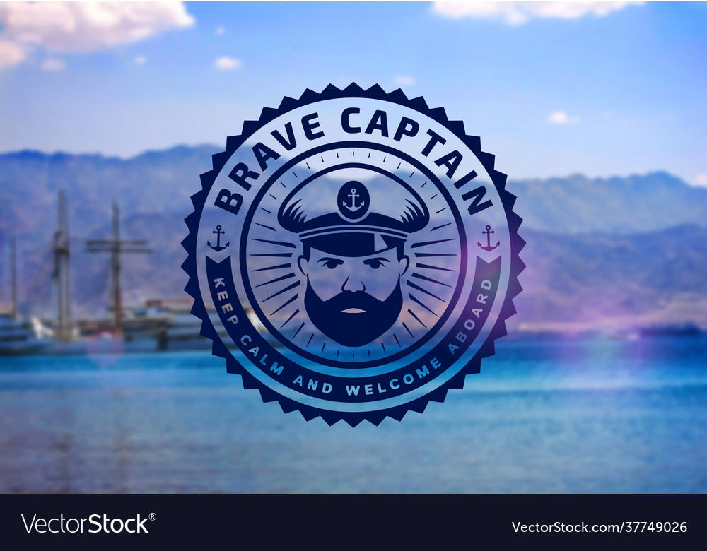 Captain logo on blurred background Royalty Free Vector Image