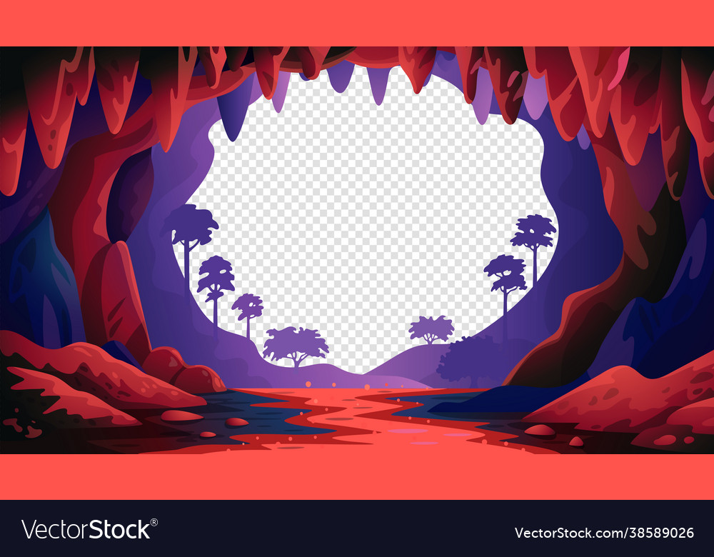 Cave in jungle landscape Royalty Free Vector Image