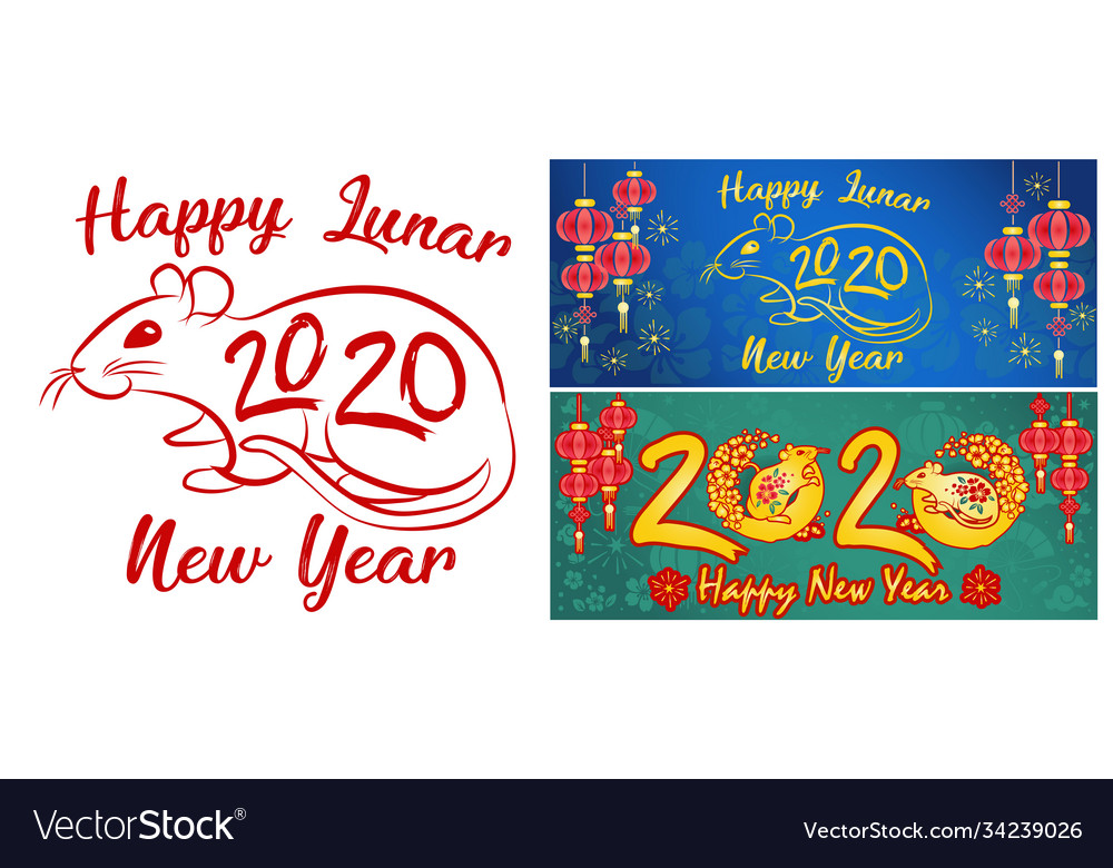Chinese new year 2020 rat red and gold paper