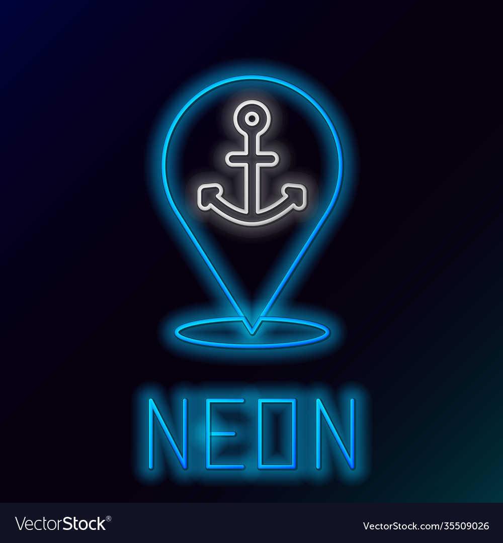 Glowing Neon Linienplaner mit Anker-Ikone vector image Glowing Neon Linienplaner mit Anker-Ikone