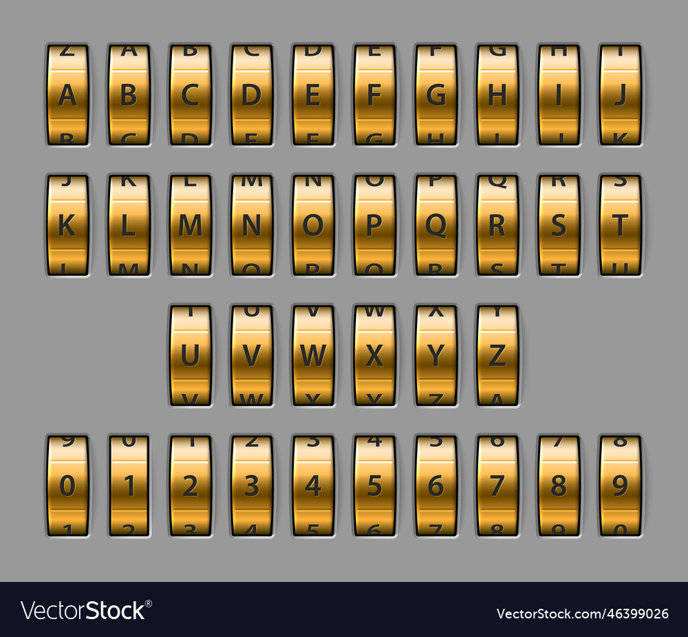 Gold Combination Lock Font - Mechanical Code