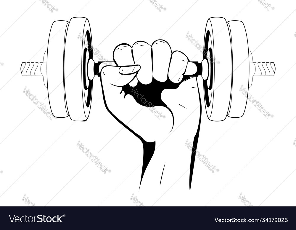 Hand with dumbbells