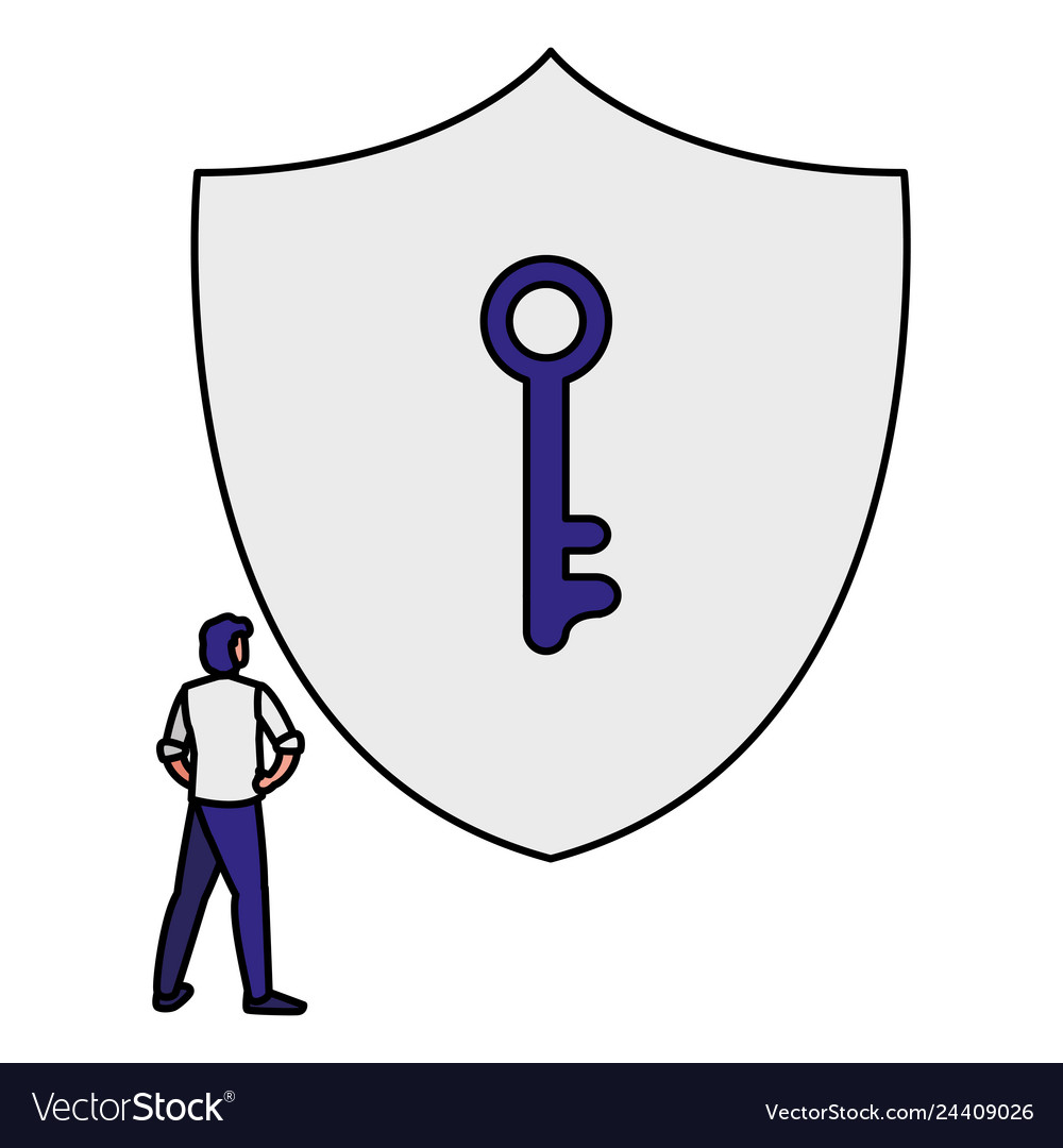 Man using shield security with key