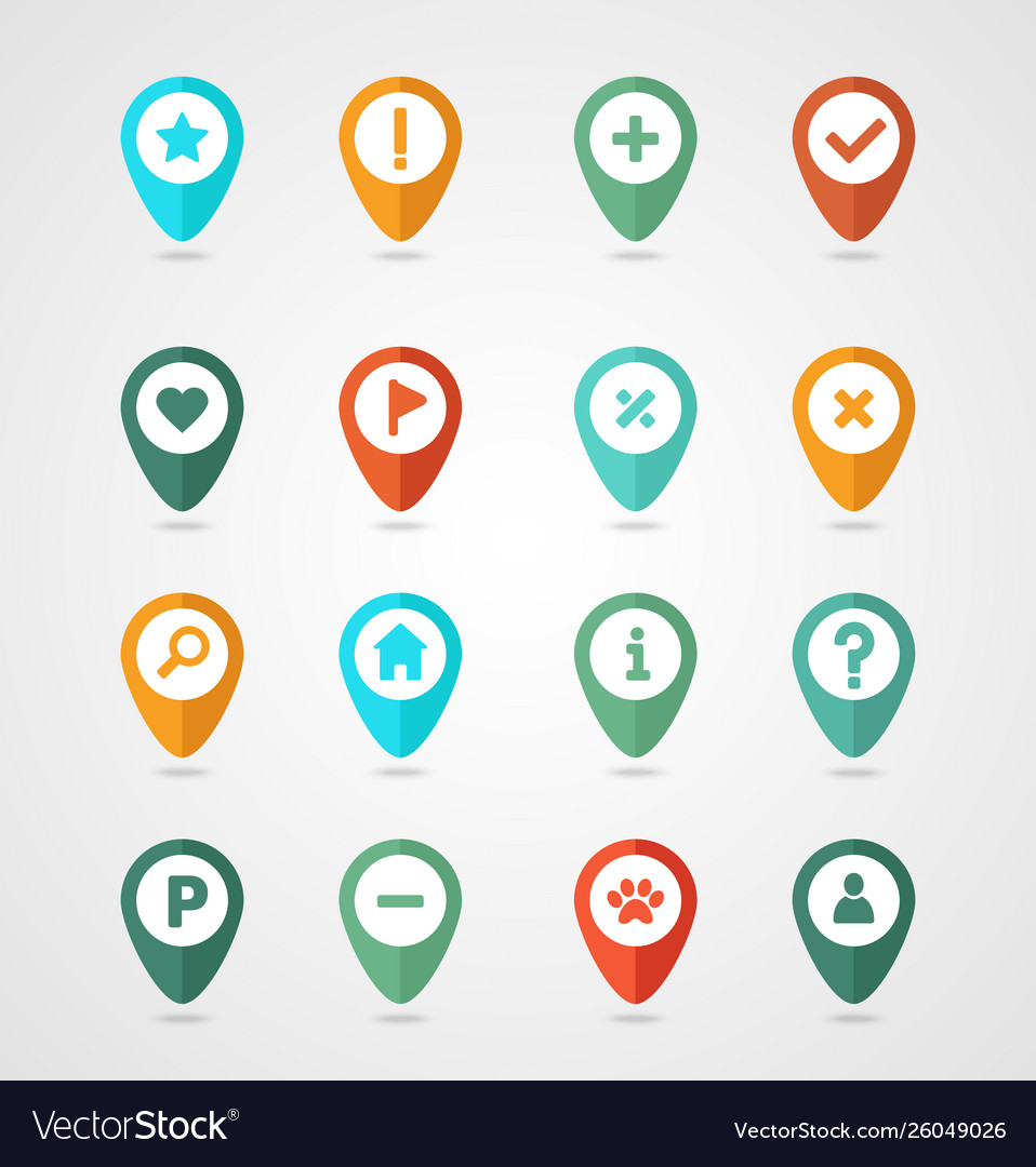 Pin map icon set pointer markers vector image Pin map icon set pointer markers