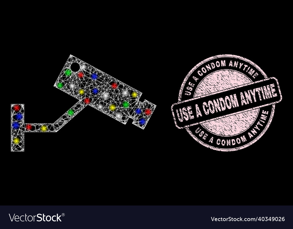Rubber use a condom anytime badge and shiny mesh vector image Rubber use a condom anytime badge and shiny mesh